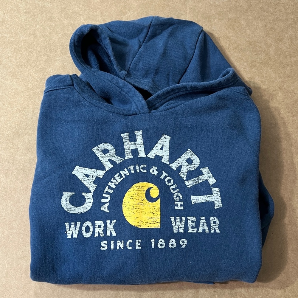 Carhartt Navy Pullover Hoodie Youth M (10/12)